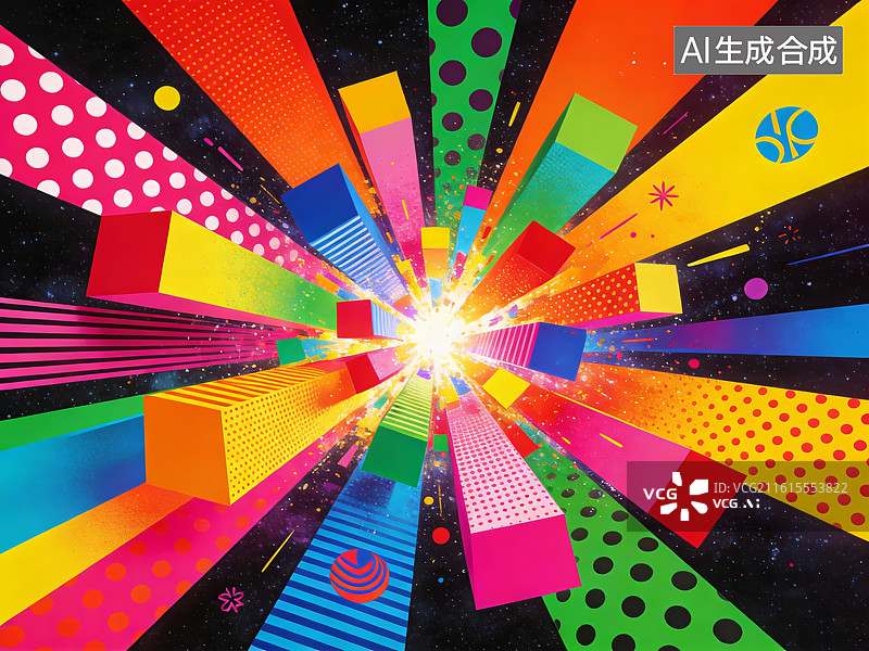 【AI数字艺术】多彩几何图案爆炸效果图片素材