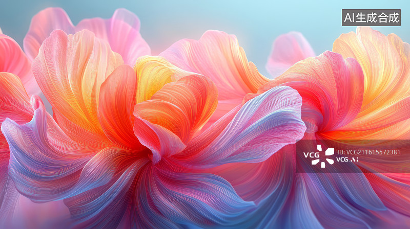 【AI数字艺术】抽象渐变流体花瓣线条商务科技背景图片素材