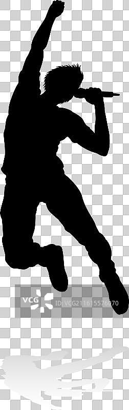 歌手 流行 乡村或摇滚明星 剪影图片素材