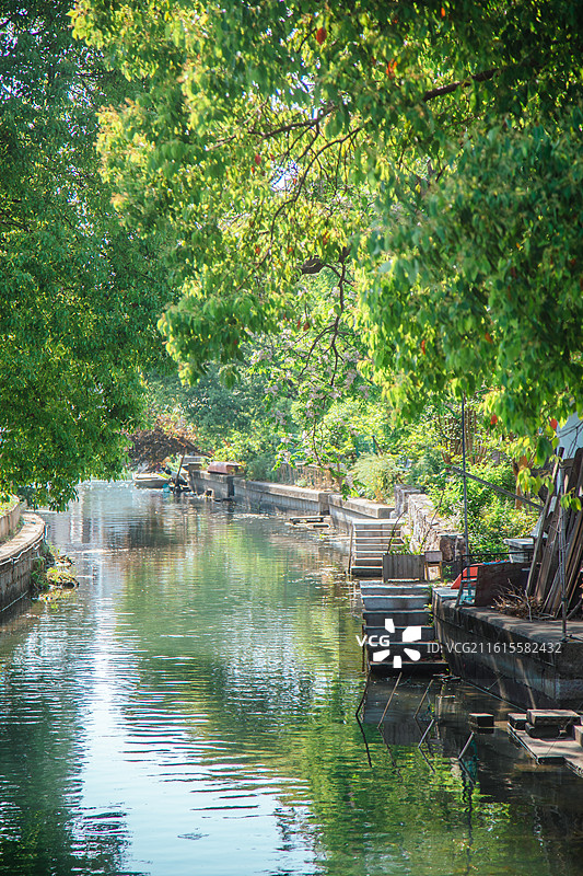 上海青浦区岑卜村，皮划艇水上运动的天堂图片素材