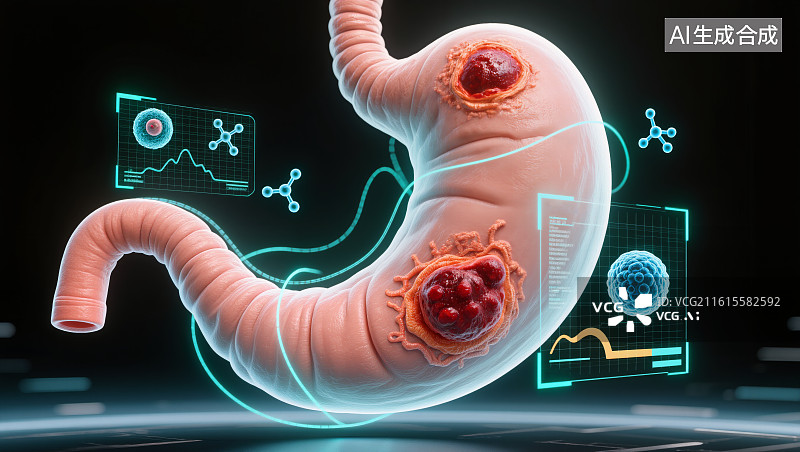 【AI数字艺术】3D胃部智慧医疗插画图片素材