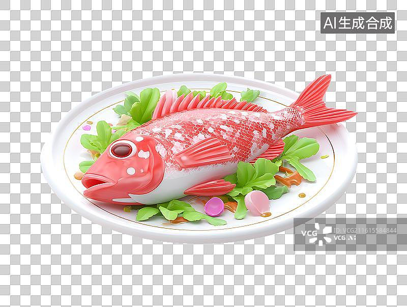 【AI数字艺术】碟子上一盘鱼肉图片素材