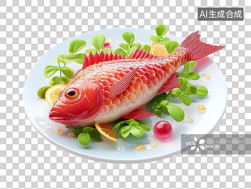 【AI数字艺术】碟子上一盘鱼肉图片素材