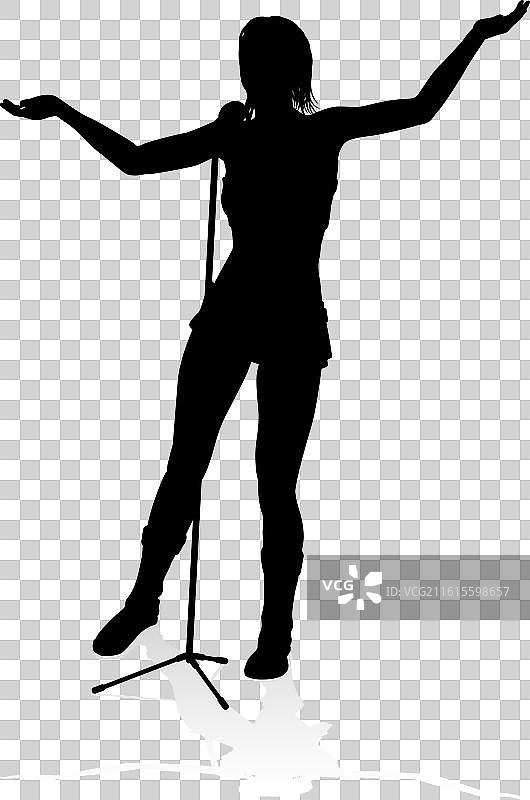 歌手 流行 乡村或摇滚明星 剪影 女人图片素材