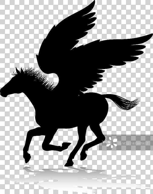 飞马剪影 神话中的有翼马图片素材