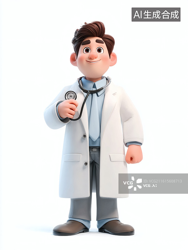 【AI数字艺术】卡通医生形象：一位可爱的卡通医生图片素材