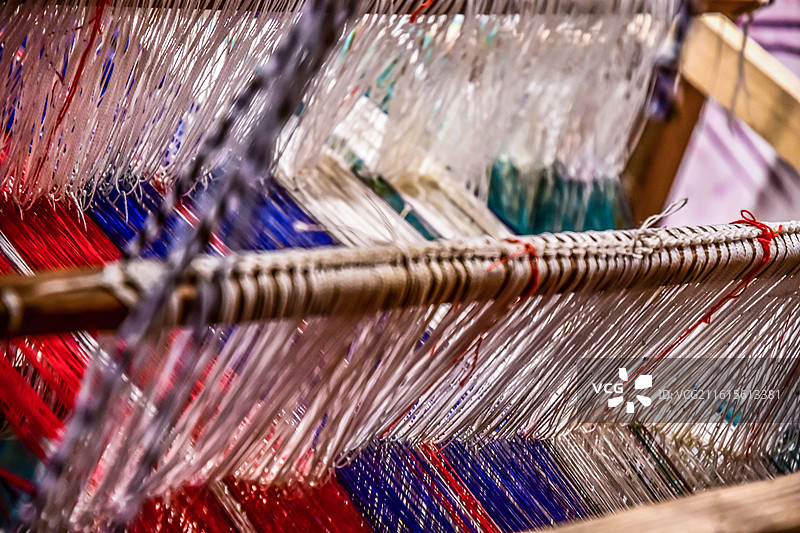 彩色织物纺织机织布特写图片素材