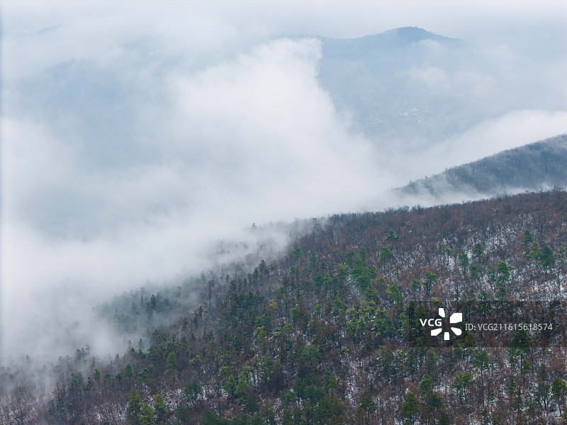 巢湖银屏山雪后云海图片素材