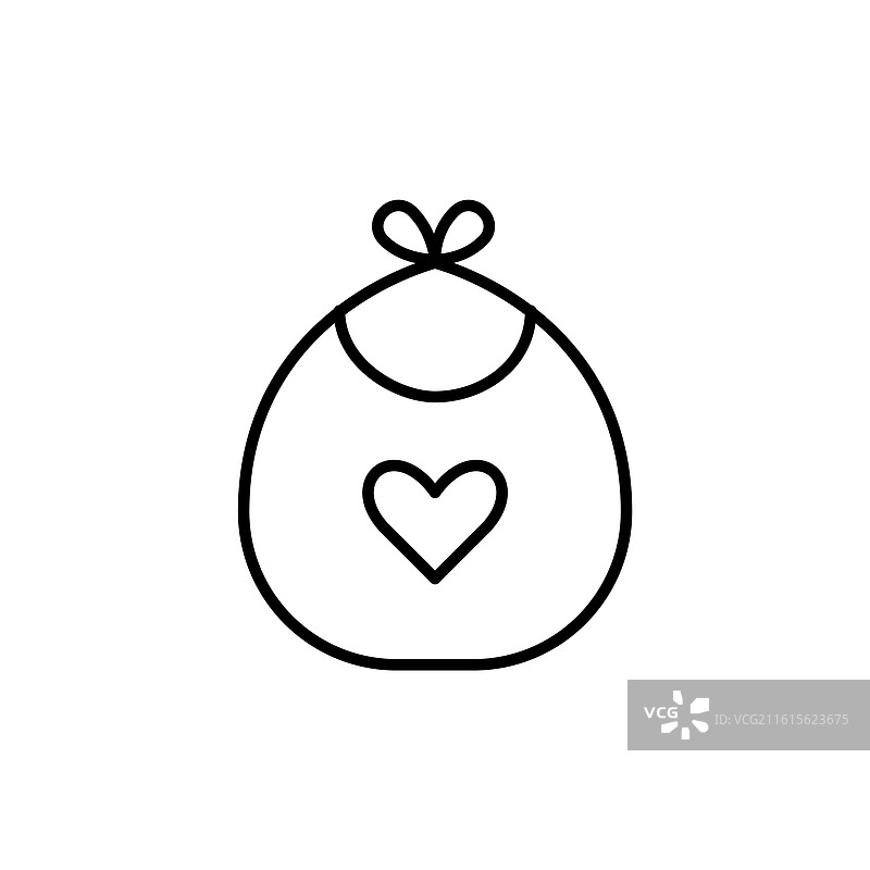 印有爱心的婴儿围兜，用于喂养婴儿图片素材