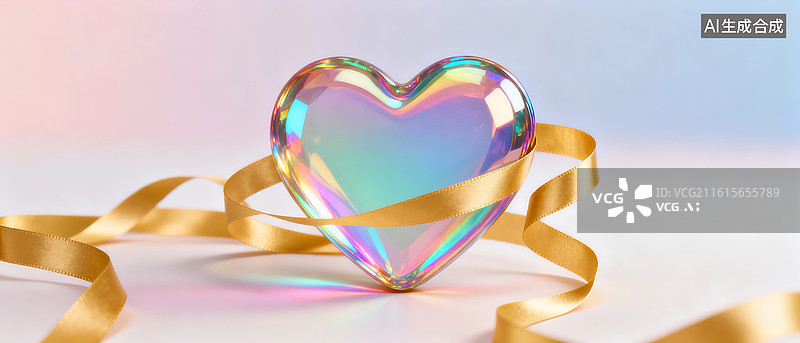 【AI数字艺术】3D琉璃玻璃爱心图片素材