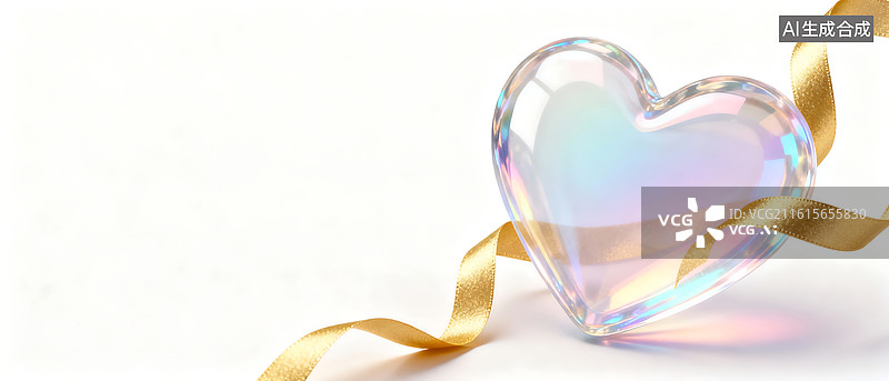【AI数字艺术】3D琉璃玻璃爱心图片素材
