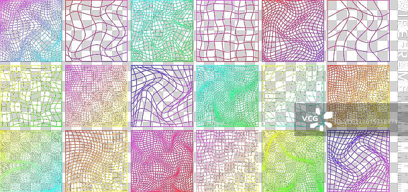 彩色线框形状，网格透视图片素材