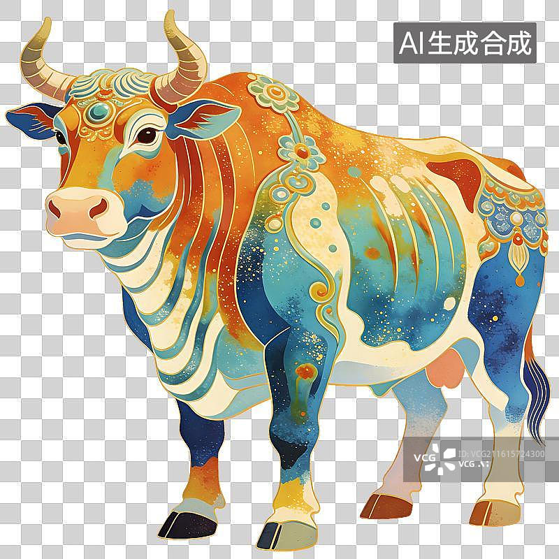 【AI数字艺术】黄牛插画图片素材