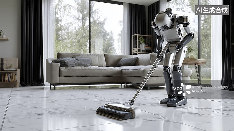 【AI数字艺术】拖地打扫的机器人图片素材