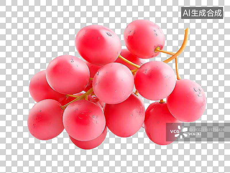 【AI数字艺术】一串卡通红葡萄图片素材