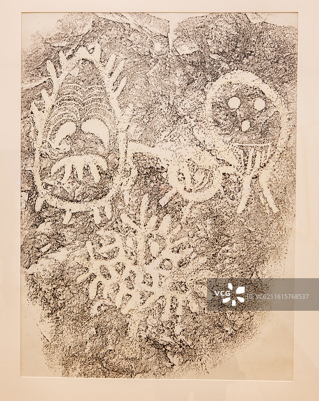 中国美术馆 千里阴山 千古岩画 巴彦卓尔阴山岩画艺术展 人面与神树岩画拓片图片素材