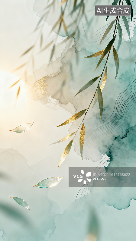 【AI数字艺术】立春节气高级新中式背景插画图片素材