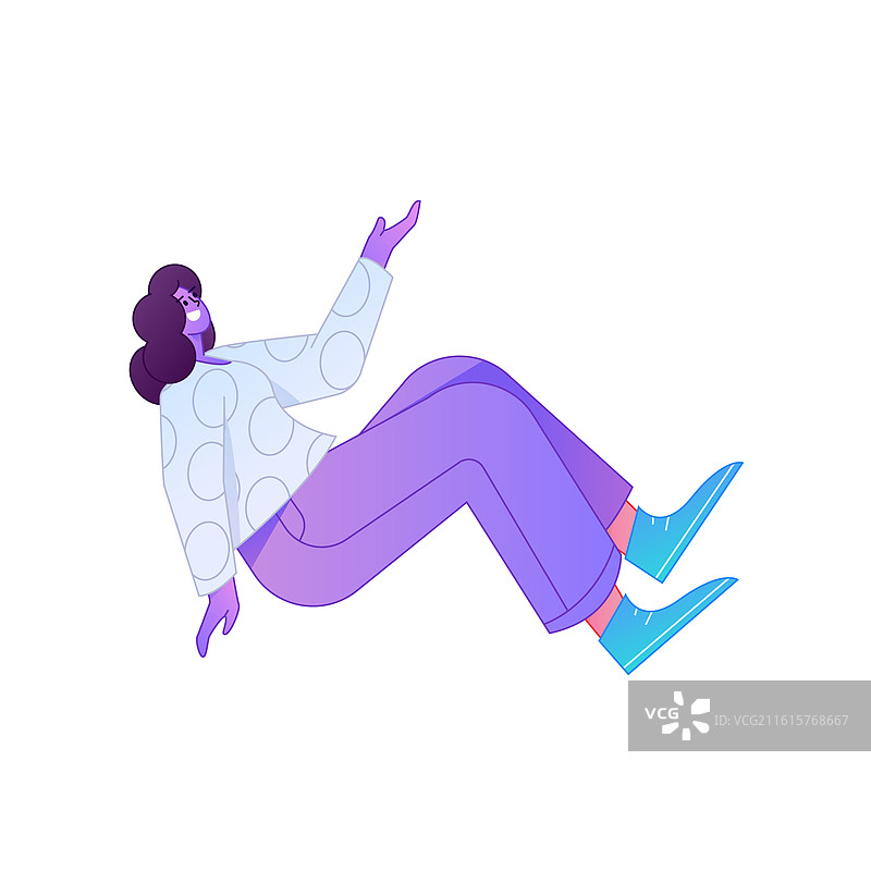 人物飞翔悬浮动作矢量扁平渐变插画图片素材