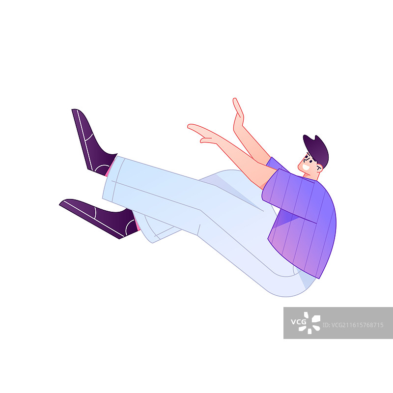 人物飞翔悬浮动作矢量扁平渐变插画图片素材