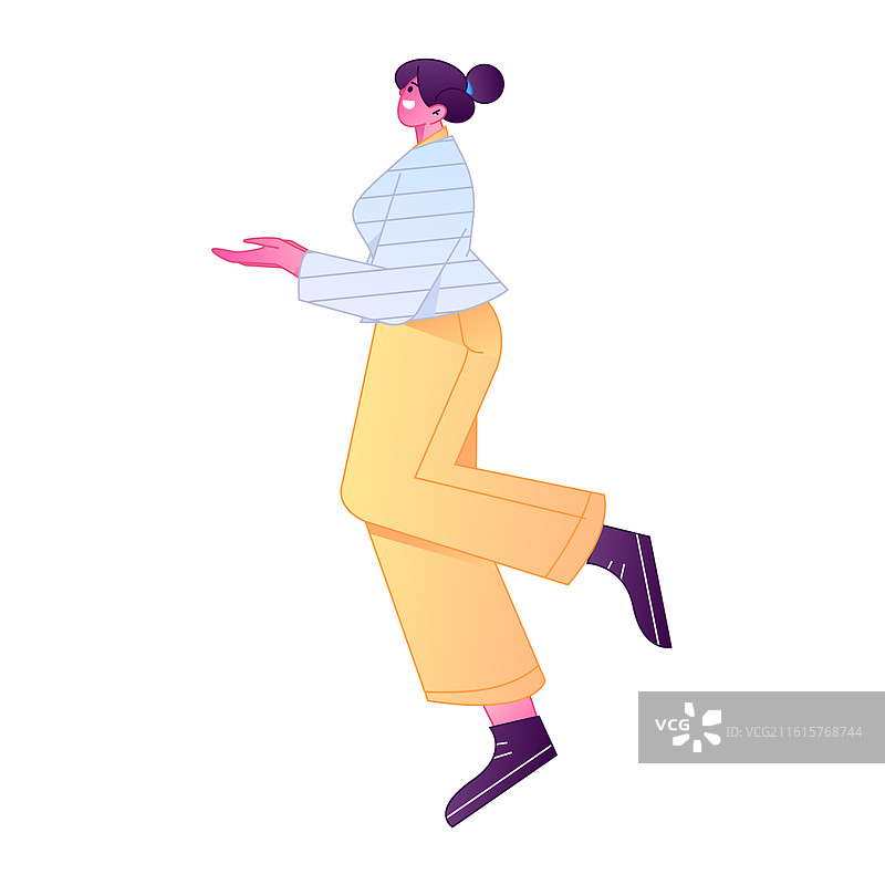 人物飞翔悬浮动作矢量扁平渐变插画图片素材