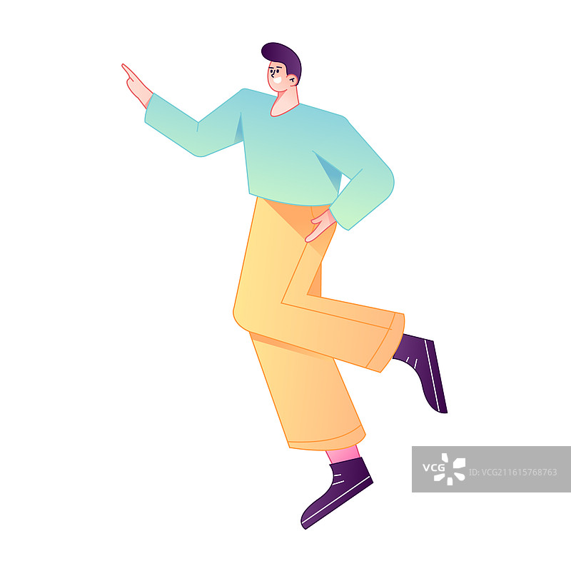 人物飞翔悬浮动作矢量扁平渐变插画图片素材