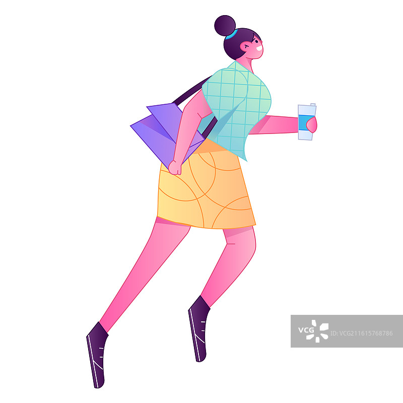 人物飞翔悬浮动作矢量扁平渐变插画图片素材