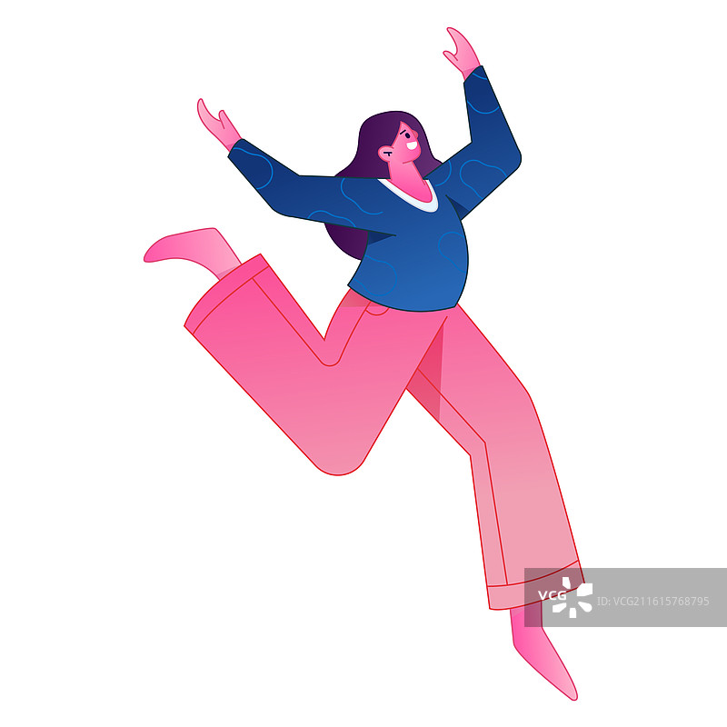 人物飞翔悬浮动作矢量扁平渐变插画图片素材