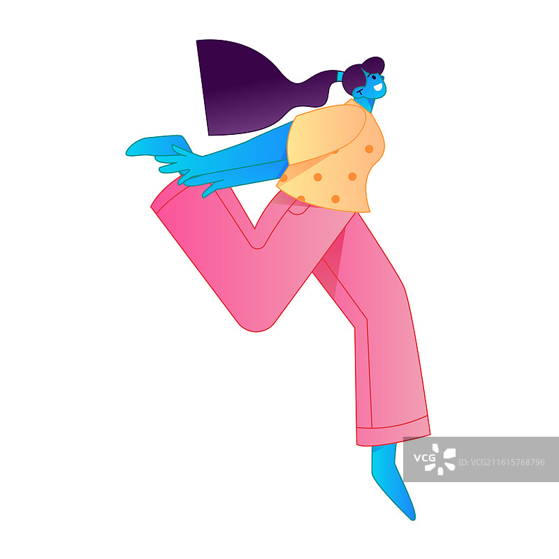 人物飞翔悬浮动作矢量扁平渐变插画图片素材