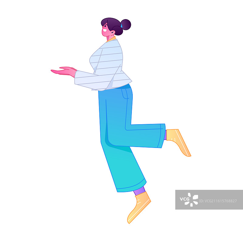 人物飞翔悬浮动作矢量扁平渐变插画图片素材