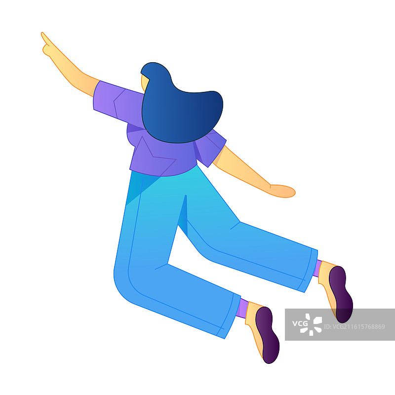 人物飞翔悬浮动作矢量扁平渐变插画图片素材