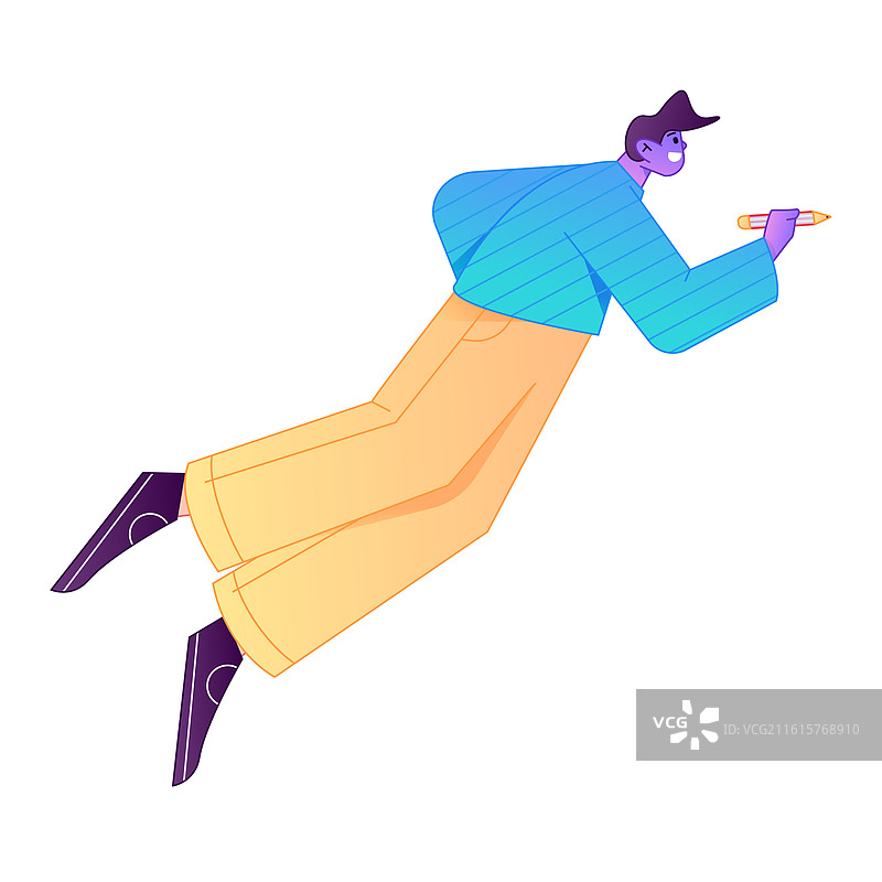 人物飞翔悬浮动作矢量扁平渐变插画图片素材