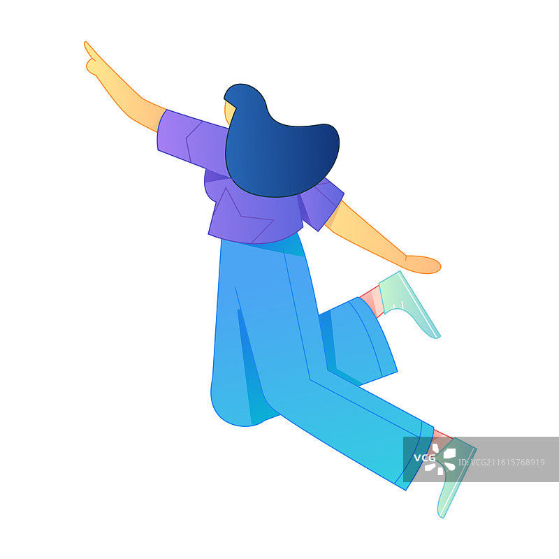 人物飞翔悬浮动作矢量扁平渐变插画图片素材