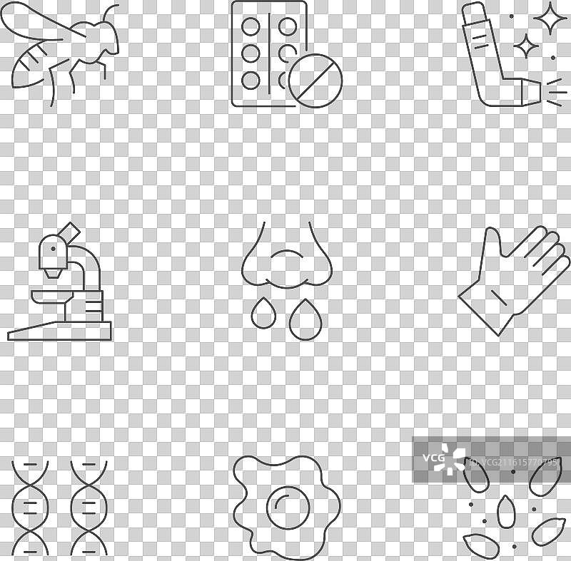 过敏症线条图标集图片素材