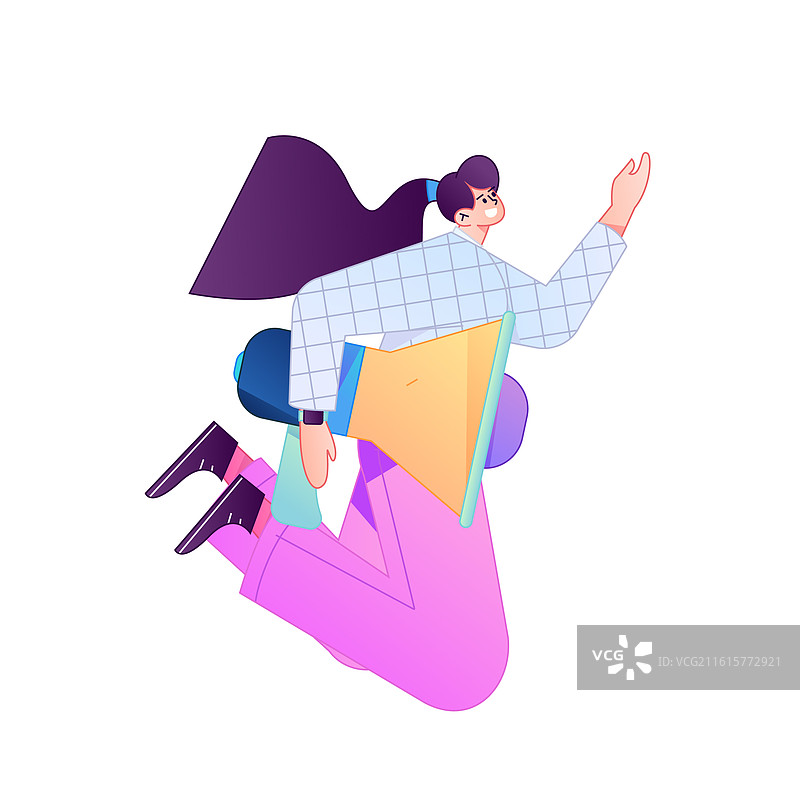 人物接收通知消息提醒动作造型矢量扁平渐变插画图片素材