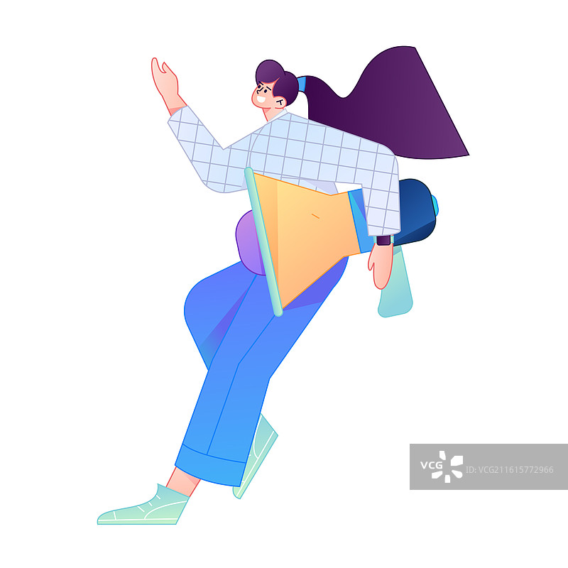 人物接收通知消息提醒动作造型矢量扁平渐变插画图片素材