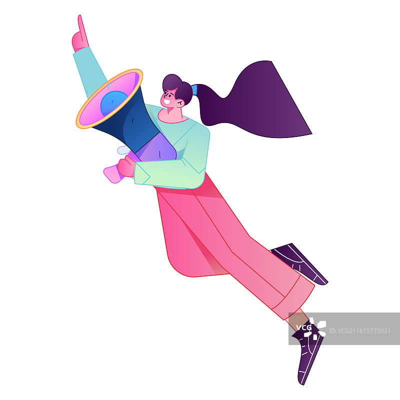 人物接收通知消息提醒动作造型矢量扁平渐变插画图片素材