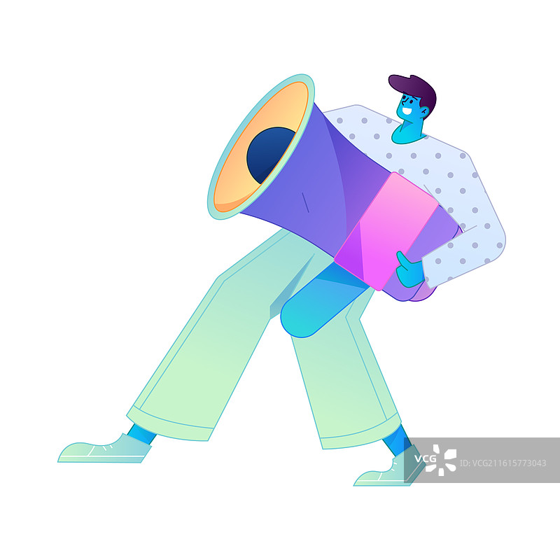 人物接收通知消息提醒动作造型矢量扁平渐变插画图片素材