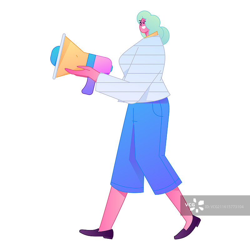 人物接收通知消息提醒动作造型矢量扁平渐变插画图片素材