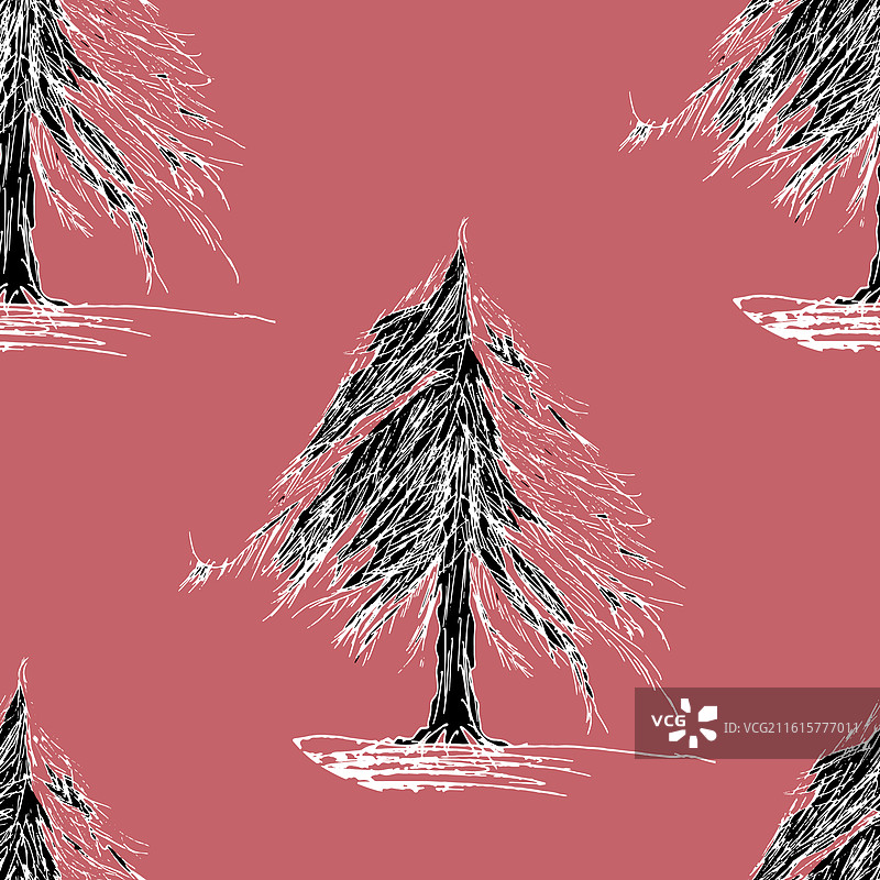 冬季圣诞树无缝图案图片素材