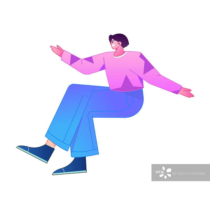 人物坐姿造型互联网矢量扁平渐变插画图片素材
