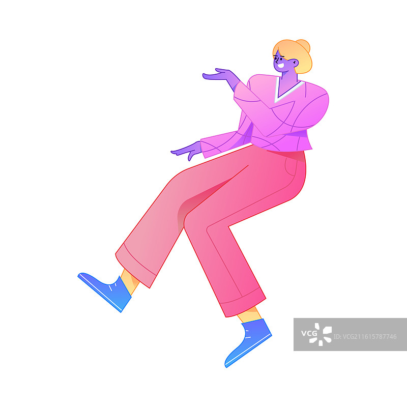 人物坐姿造型互联网矢量扁平渐变插画图片素材