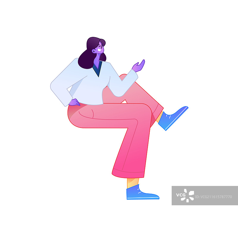人物坐姿造型互联网矢量扁平渐变插画图片素材