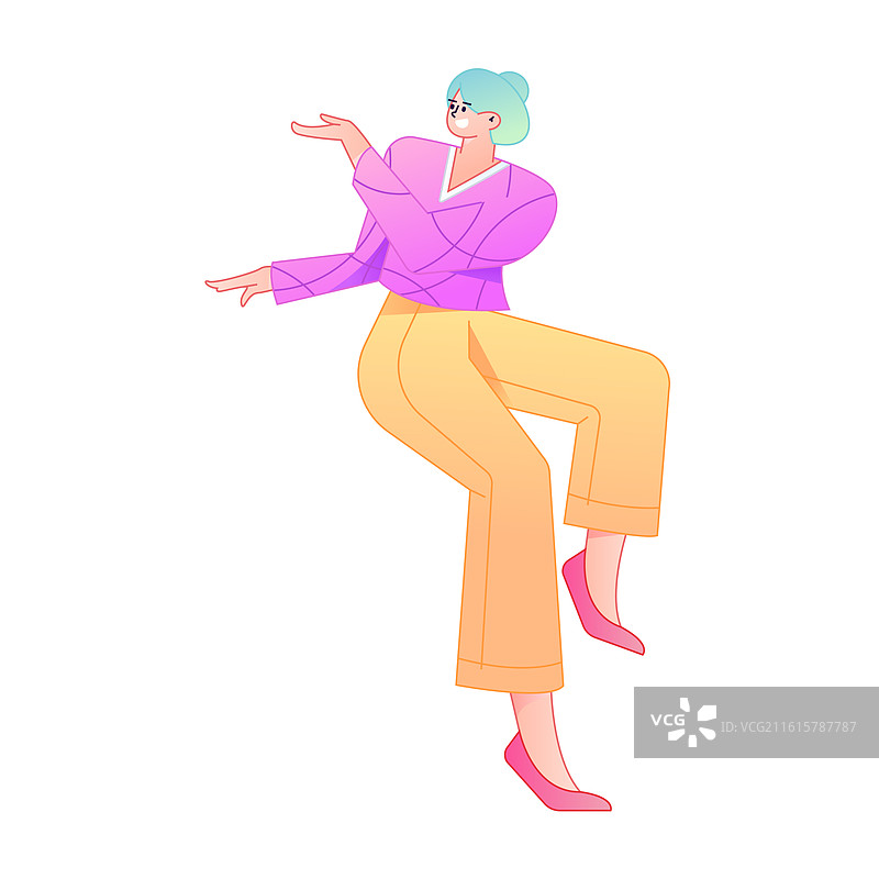 人物坐姿造型互联网矢量扁平渐变插画图片素材