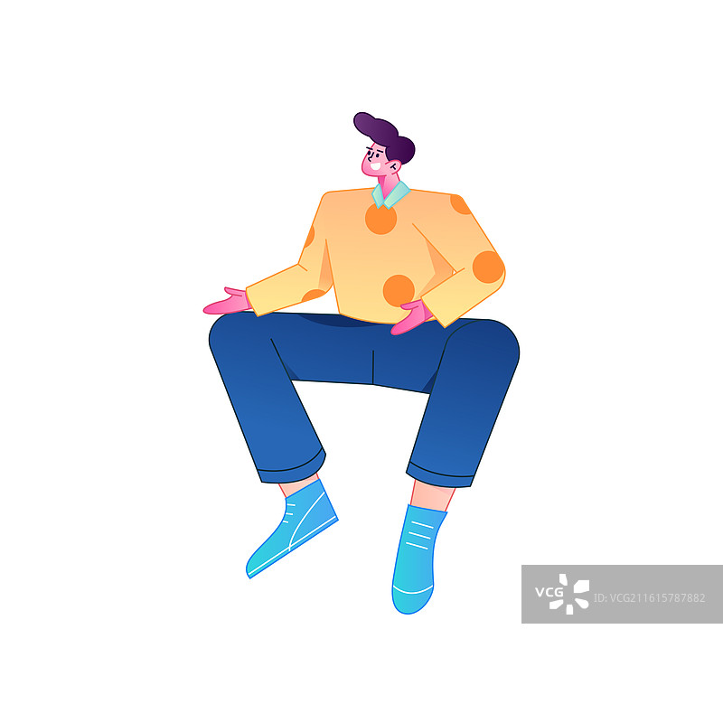 人物坐姿造型互联网矢量扁平渐变插画图片素材