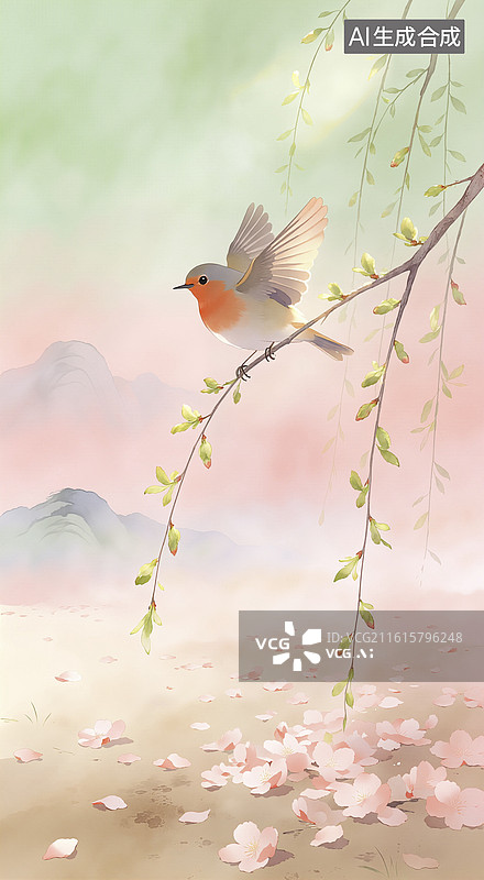 【AI数字艺术】立春春分插画图片素材