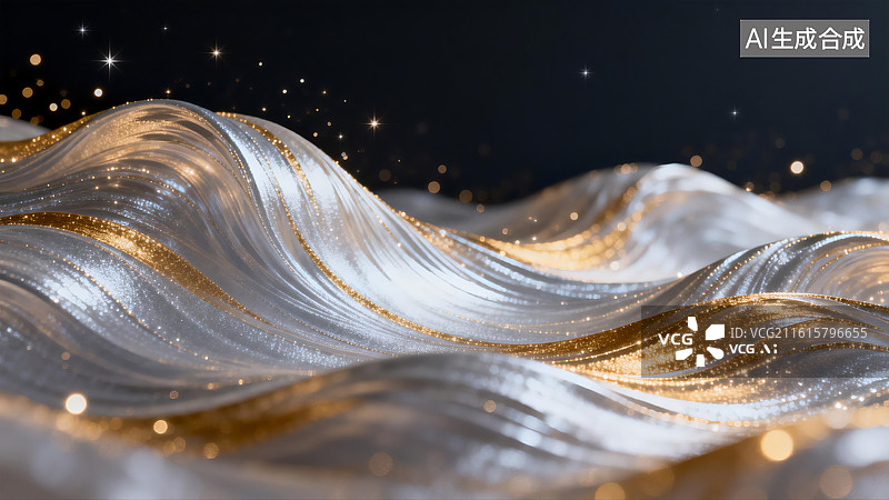 【AI数字艺术】金色波浪抽象艺术背景图片素材