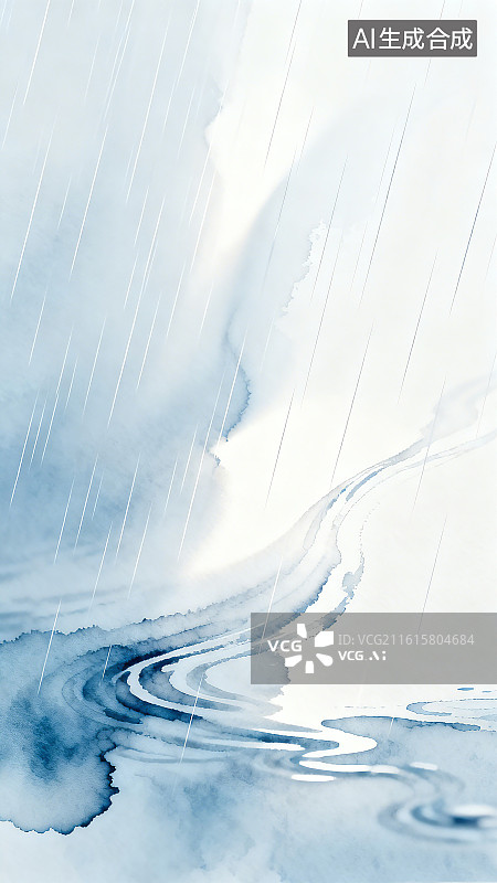 【AI数字艺术】蓝色晕染极简海报插画背景图片素材