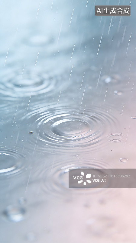 【AI数字艺术】雨水高级极简海报插画背景图片素材