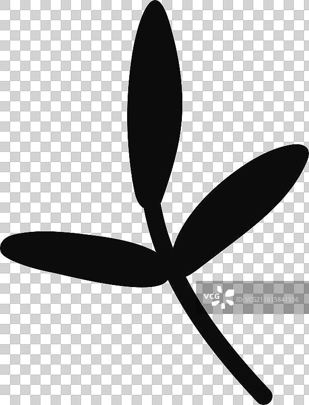 魔幻的三叶嫩枝，黑白图片素材
