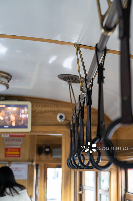 大连有轨电车内部图片素材